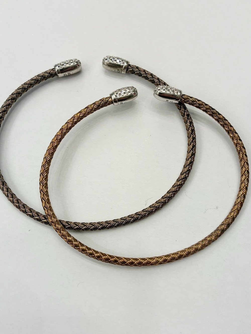 [ nwot ] Beautiful Woven Metal Bangles w/ Diamond Caps